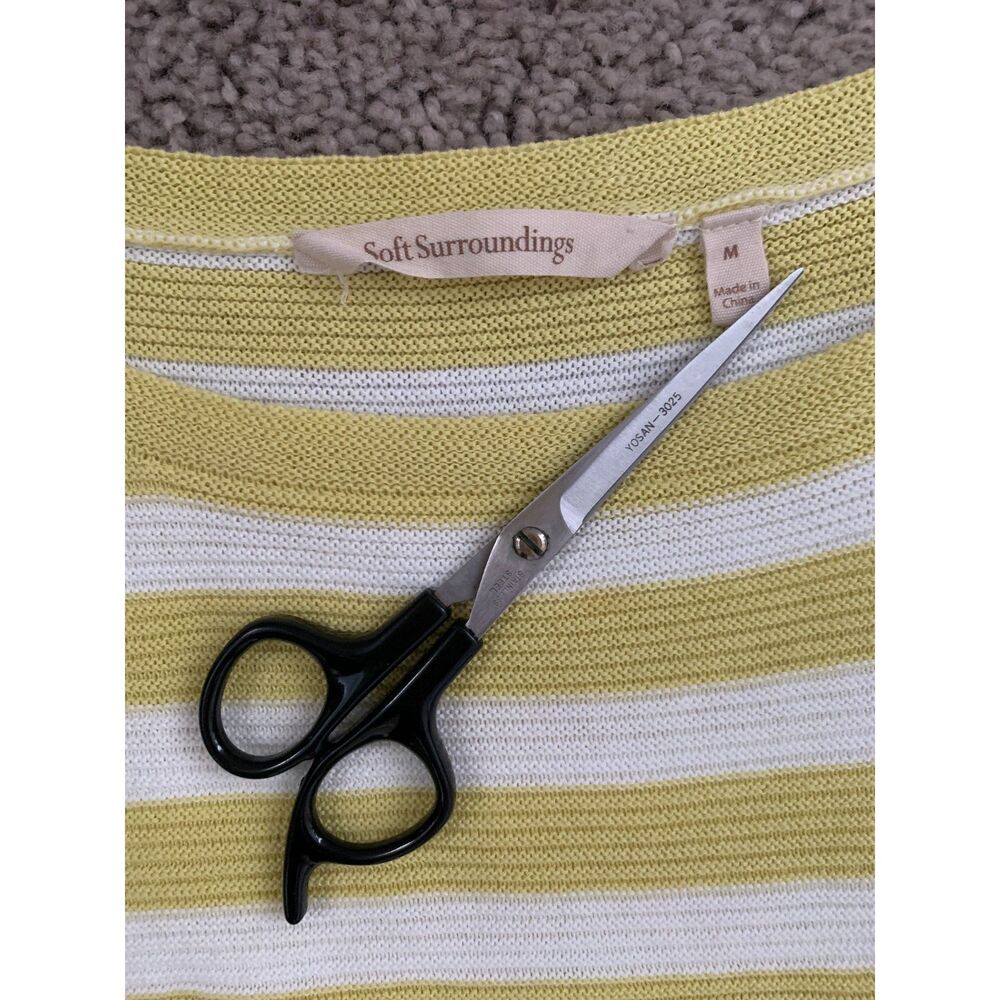 Soft Surroundings Women Sweater Size M Stripe Vista Pom Pom Hem Pullover Tunic - Picture 3 of 7